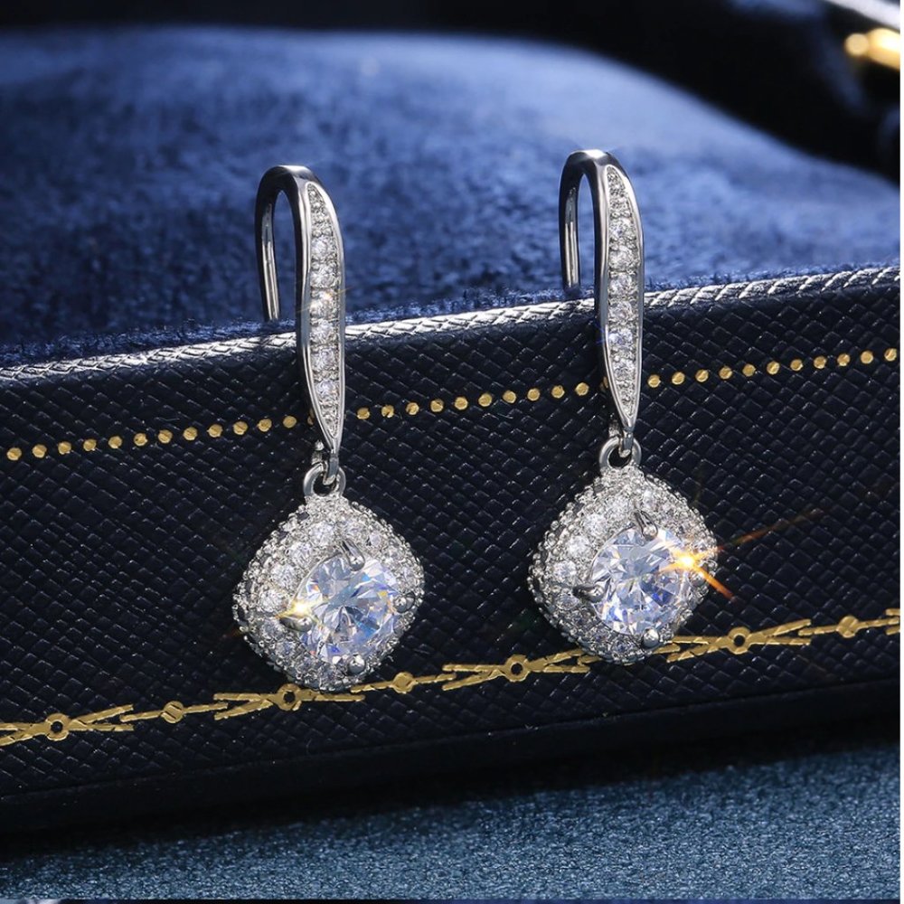 Simulated Diamond Drop Earrings - Picture 5 of 13